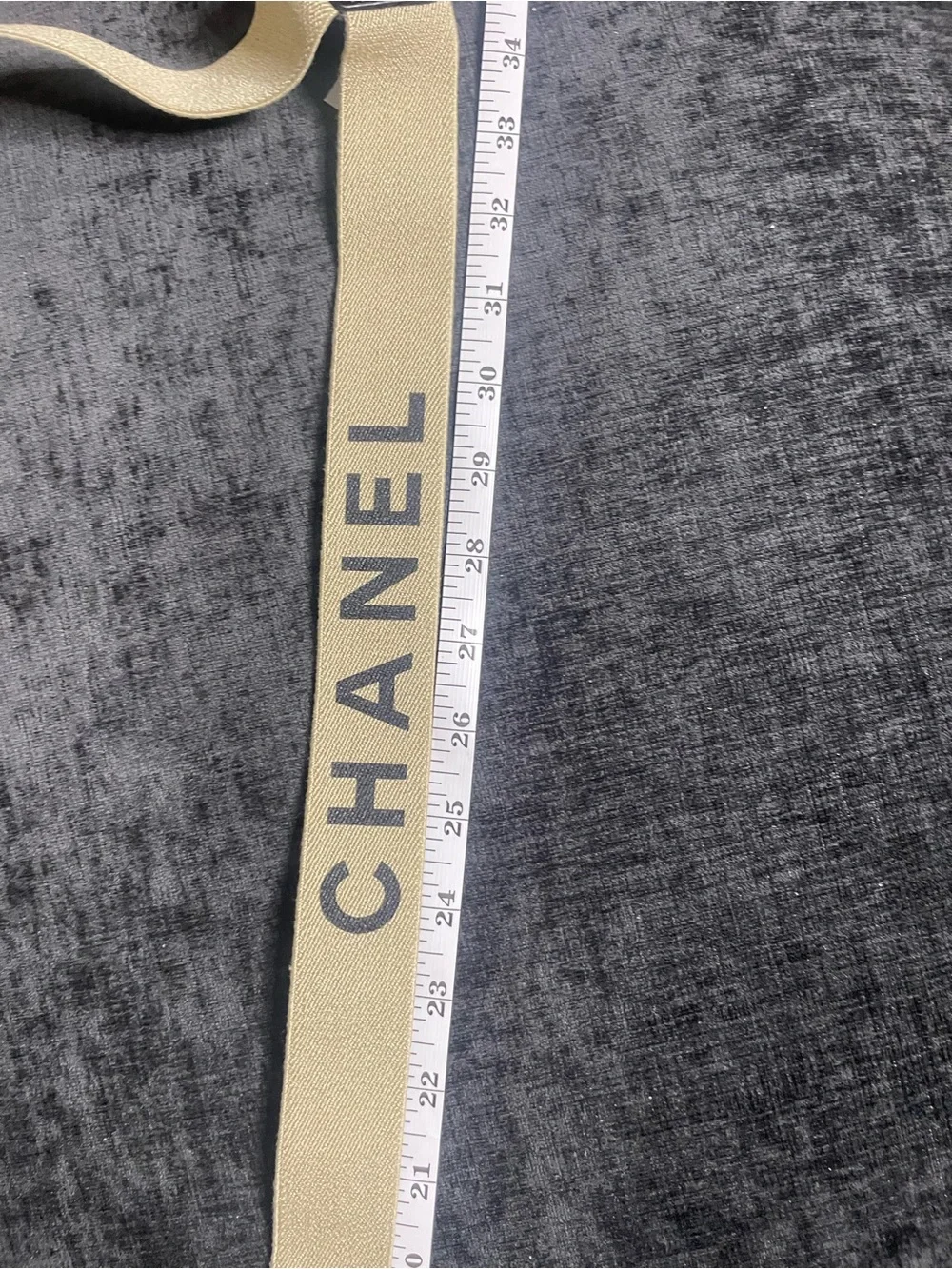 CHANEL Beige Logo Webbing Suspenders with Black Leather Connector